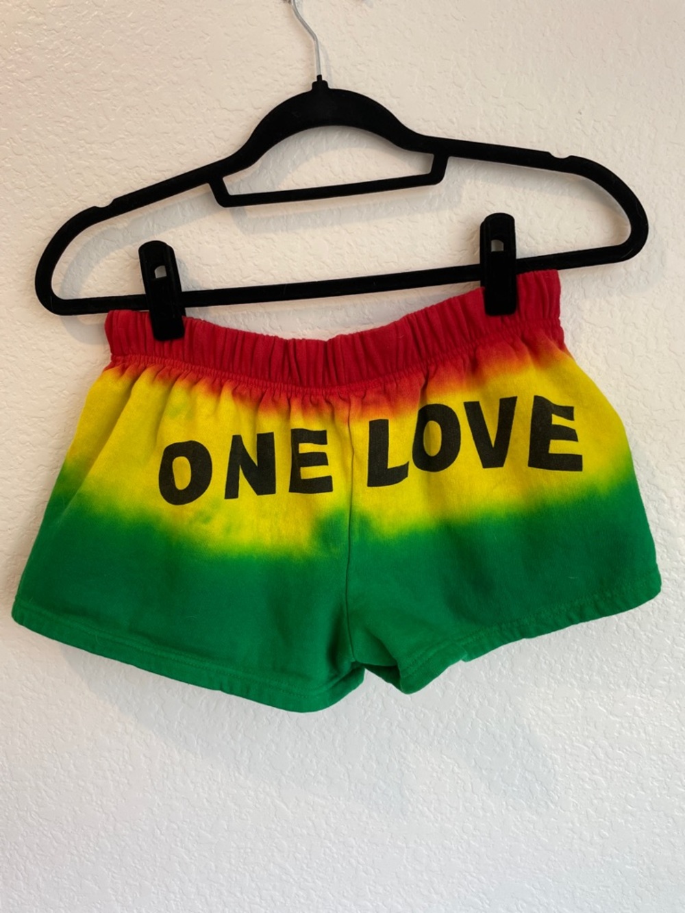 One Love • Jamaica Tie-Dye Shorts - Red, Yellow & Green • Large
